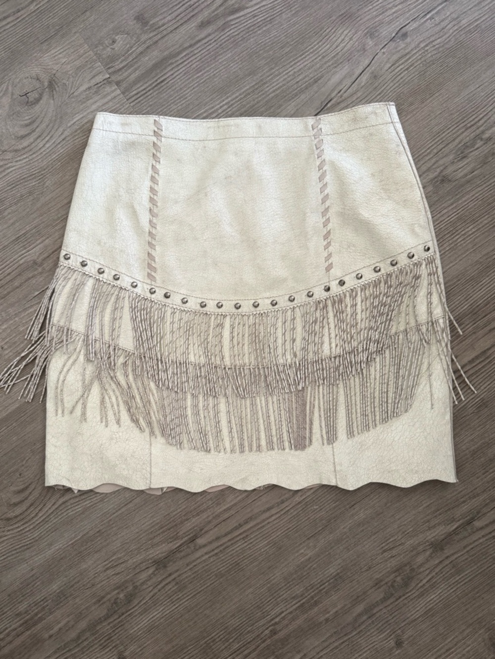 Cripple Creek Genuine Leather Fringe Skirt Small | Western Boho Studded Mini